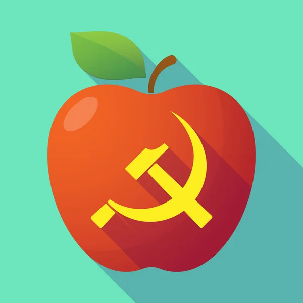 Long shadow red apple with  the communist symbol — Stock Vector