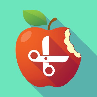 Uzun bir makas ile gölge Kırmızı elma