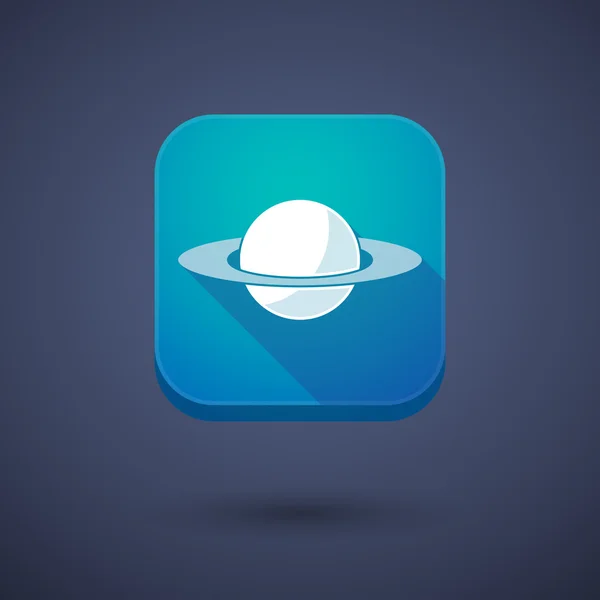 スクエア土星と長い影アプリ ボタン — ストックベクタ