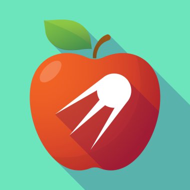 Vintage bir uydu ile uzun gölge Kırmızı elma