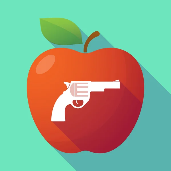 Larga sombra roja manzana con un arma — Archivo Imágenes Vectoriales