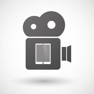 İzole sinema kamera simgesi ile bir tablet bilgisayar