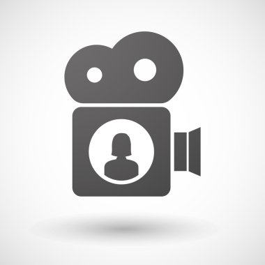 Bir kadın avatar ile izole sinema kamera simgesi