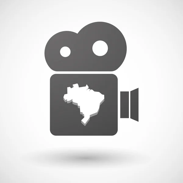 Ícone de câmera de cinema isolado com um mapa de Brasil —  Vetores de Stock