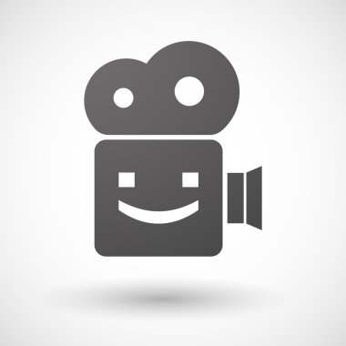 İzole sinema kamera simgesi ile bir gülümseme metin yüz