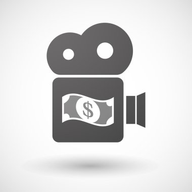 Bir dolarlık banknot ile izole sinema kamera simgesi