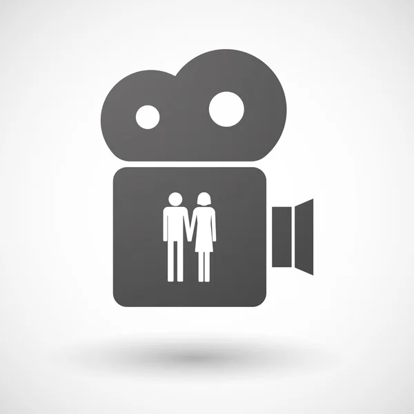 Isolée icône de caméra de cinéma avec un pictogramme de couple hétérosexuel — Image vectorielle