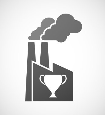 Bir ödül Kupası ile izole endüstriyel fabrika simgesi