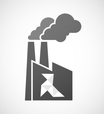 Bir kağıt kuş ile izole endüstriyel fabrika simgesi