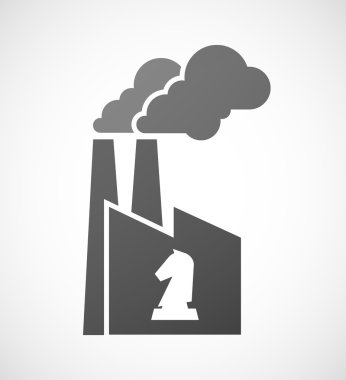 Bir şövalye satranç rakam ile izole endüstriyel fabrika simgesi