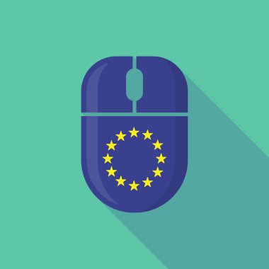 Kablosuz uzun gölge fare simgesiyle AB bayrağı yıldız