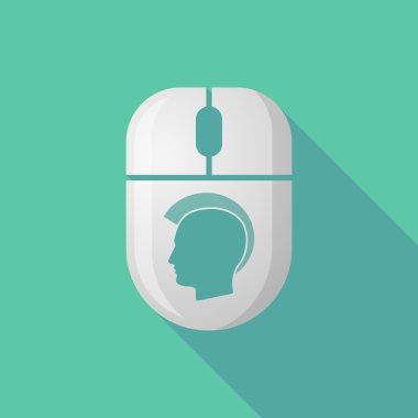 Kablosuz uzun gölge fare simgesi ile bir erkek punk baş silhouet