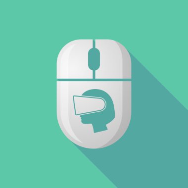 Kablosuz uzun gölge fare simgesi bir v giyen bir kadın kafa ile