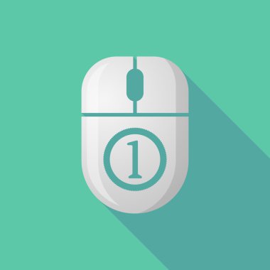 Bir madeni para simgesi ile kablosuz uzun gölge fare simgesi