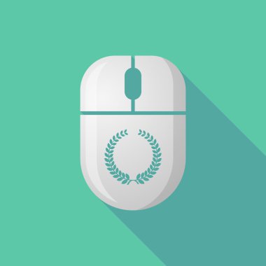 Kablosuz uzun gölge fare simgesi defne taç işaretiyle