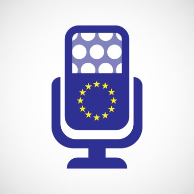 AB bayrağı yıldız ile izole mikrofon simgesi