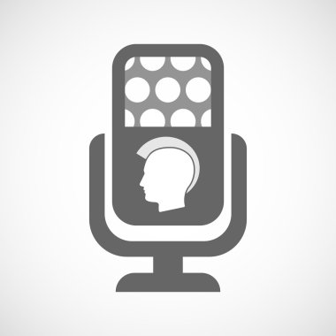 Bir erkek punk baş silueti ile izole mikrofon simgesi