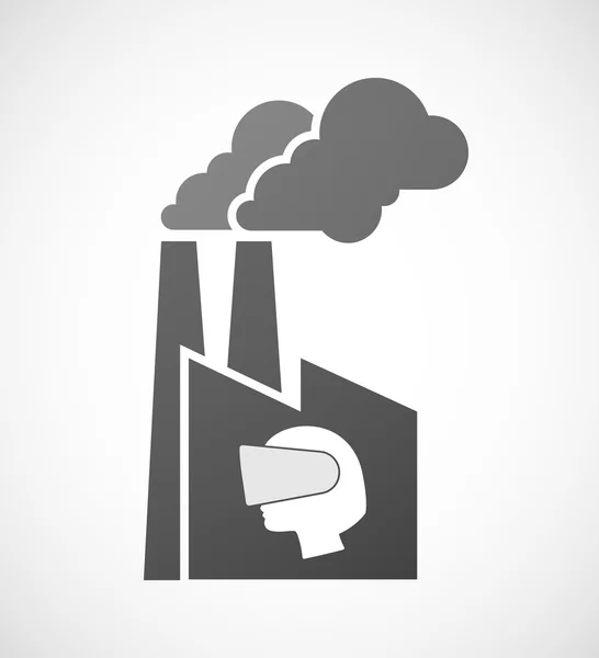 Isolated industrial factory icon with  a female head wearing a v — Stock Vector