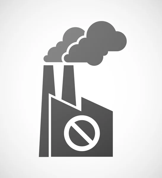 Ikona na białym tle fabryki przemysłowe z zakazanych znak — Wektor stockowy