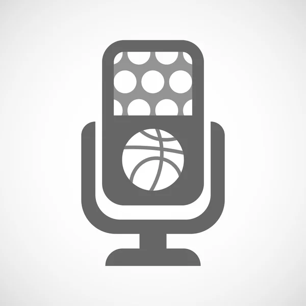 Icono de micrófono aislado con una pelota de baloncesto — Vector de stock