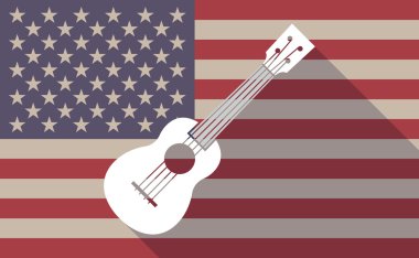 Uzun bir ukulele ile gölge ABD bayrağı simgesi