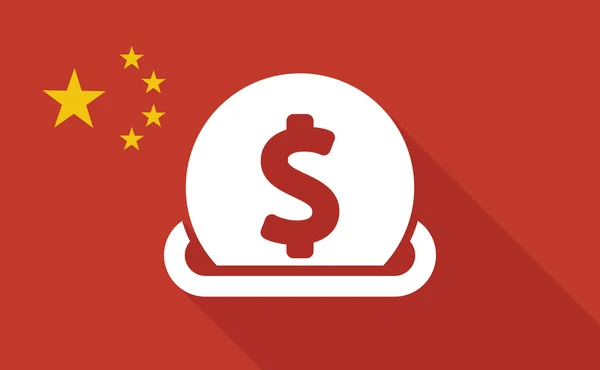 China lange schaduw vlag met een dollar munt in te voeren in een moneyb — Stockvector