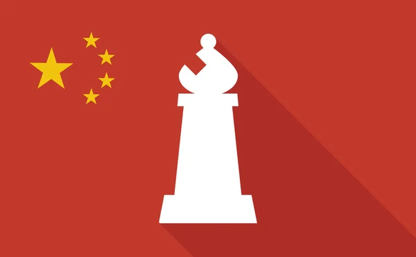 Çin uzun gölge bayrak bir fil satranç rakam ile — Stok Vektör