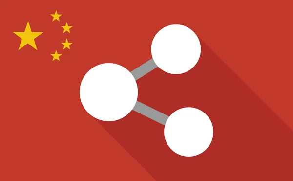 China lange Schatten Flagge mit einem Netzwerk-Zeichen — Stockvektor