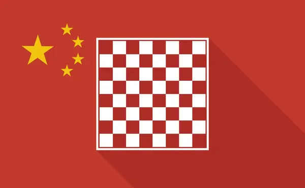 Çin uzun gölge bayrak bir satranç tahtası ile — Stok Vektör