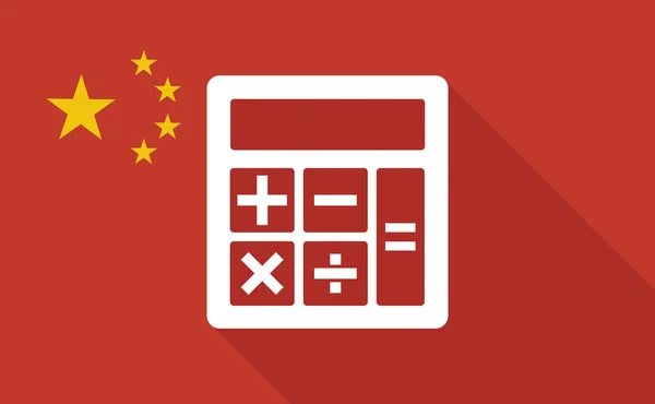 Çin uzun gölge bayrak bir hesap makinesi ile — Stok Vektör