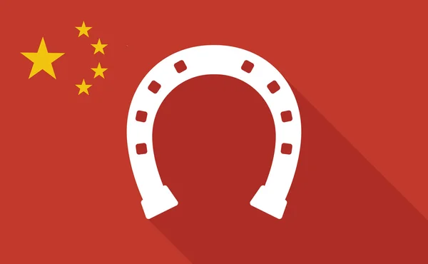 China lange Schatten Flagge mit einem Hufeisen Zeichen — Stockvektor