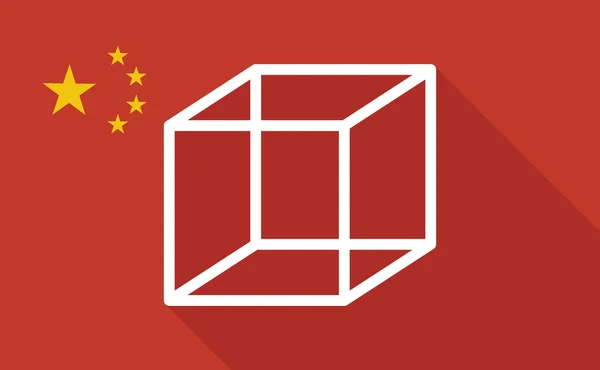 China bandeira longa sombra com um sinal de cubo — Vetor de Stock