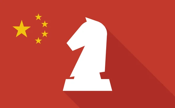 Chiny długi cień bandery z rycerza w szachach — Wektor stockowy