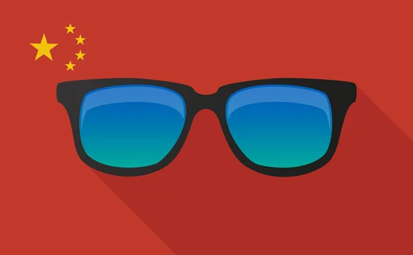 China long shadow flag with   a sunglasses icon — Stock Vector