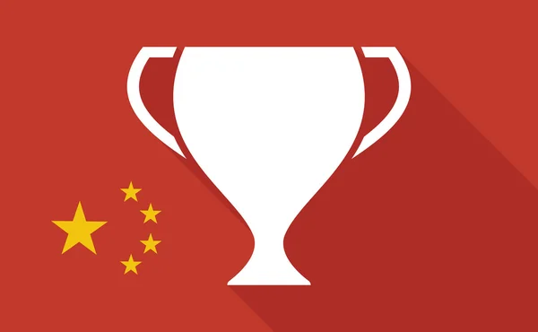 Çin uzun gölge bayrağı ile bir ödül Kupası — Stok Vektör