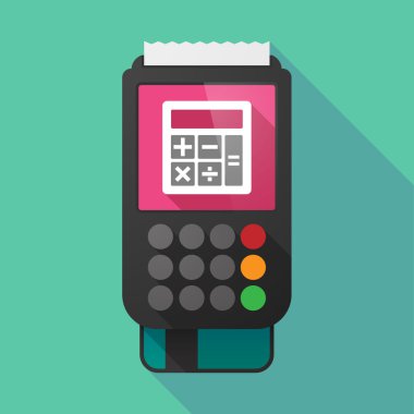 Uzun gölge dataphone bir hesap makinesi ile