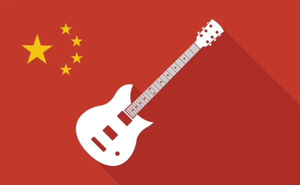 China lange schaduw vlag met een elektrische gitaar — Stockvector