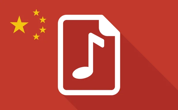 China-Flagge mit langem Schatten und Notensymbol — Stockvektor