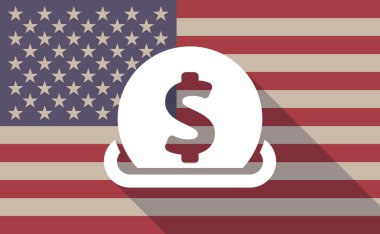 Uzun gölge ABD bayrağı simgesi bir Pzt girerek bir doları para ile
