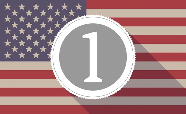 Uzun gölge ABD bayrağı simgesi bir sikke simge ile — Stok Vektör