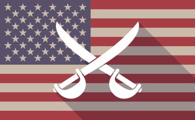 Uzun gölge ABD bayrağı simgesi iki kılıç ile geçti