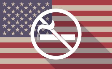 Uzun gölge ABD bayrak simgesi ile bir Sigara İçilmez işareti