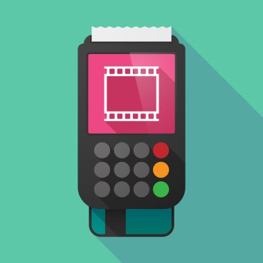 Uzun gölge dataphone bir fotoğraf 35mm film şeridi ile