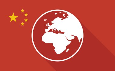 Asya, Afrika ve Avrupa bölgesi olan Çin uzun gölge bayrak