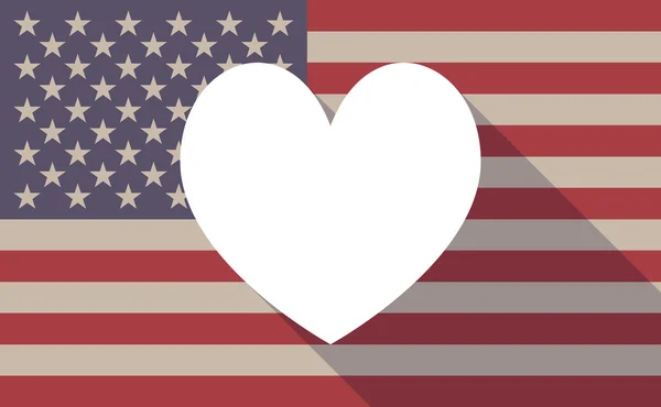 Długi cień ikonę flagi Usa z serca pokera karty si — Wektor stockowy