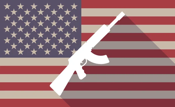 Длинная тень икона флага США с знаком пулемёта — стоковый вектор