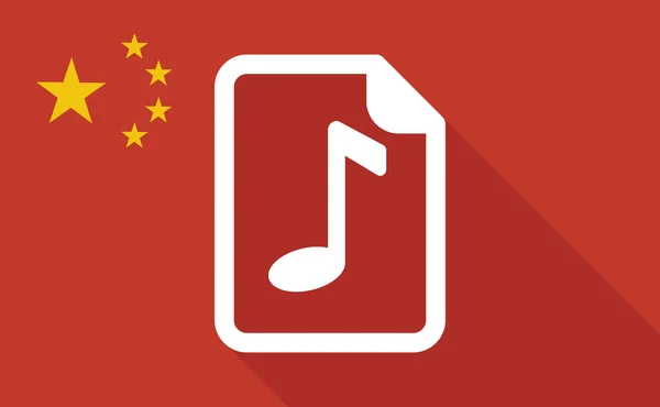 China lange schaduw vlag met een muziek score pictogram — Stockvector