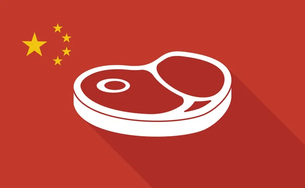 Chine drapeau ombre longue avec une icône de steak — Image vectorielle