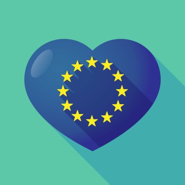 Uzun gölge kırmızı kalp AB bayrağı yıldız ile