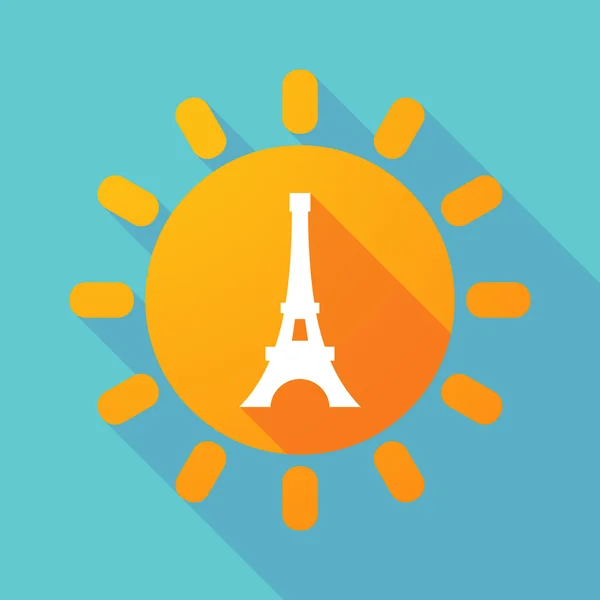 Long shadow sun with   the Eiffel tower — Stock Vector